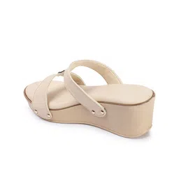 Mast & Harbour Cream Coloured Open Toe Wedge Heels image 4