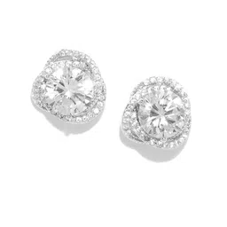 Carlton London Silver-Toned Rhodium-Plated CZ Studs image 2