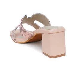 Misto Peach-Coloured & Grey Textured Block Heels image 5