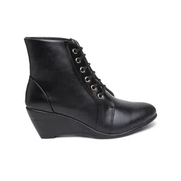 VALIOSAA Woman Black High-Top Wedge Heeled Boots image 5