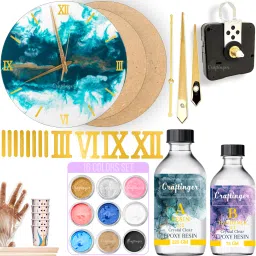 Resin Art 12" Inch Clock Making Kit With 300Gm Resin , Pigments And More-image-24