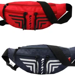 prikli combo of sweg red|navy blue waist bag Water Resistant Polyester; Waist Bag-image-23