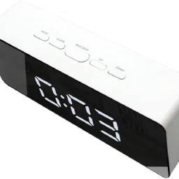 Digital Mirror Finish Clock With Dual Power Option (Rectangular), White Clock-21