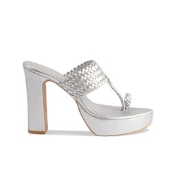 ERIDANI Textured Open Toe Platform Heels image 3