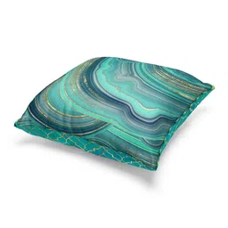 BIANCA Teal & Gold-Toned Set of 2 Geometric Square Cushion Covers image 4