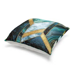 BIANCA Teal & Beige Set of 2 Geometric Square Cushion Covers image 3