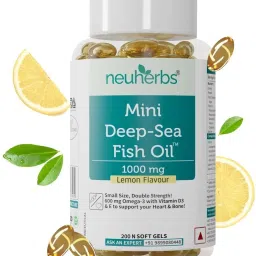 Mini Deep Sea Fish Oil Omega 3 1000mg With Vitamin D3 & E , Support Heart & Bone-image-8