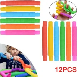 Pop Tubes Pack Of 12, Sensory Fidget Toy for Kids, Teen, Adults, Sensory Tools Stress Toys Great for Children with Special Needs, Unique Classroom Fidget for Back to School Idea 2021-18