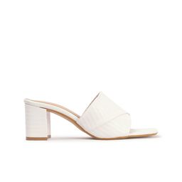 Mast & Harbour White Textured Open Toe Block Heels image 4