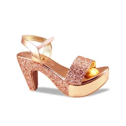 Action Embellished Open Toe Block Heels With Backstrap image 2