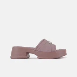 Mast & Harbour Mauve Embellished Open Toe Platform Heels image 4
