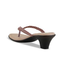 Mast & Harbour Peach Coloured Textured Open Toe Block Heels image 5