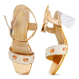KLEXIO Embellished Open Toe Block Heels image 3