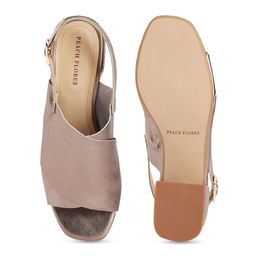 Peach Flores Leather Block Heels With Backstrap image 3