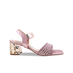 Mochi Embellished Open Toe Block Heels With Backstrap image 3