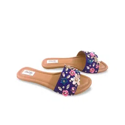 Sole House Women Blue Printed Open Toe Flats image 4