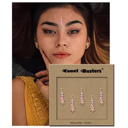 Comet Busters 5 Pcs Stone Studded Reusable Bindi - Pink image 2