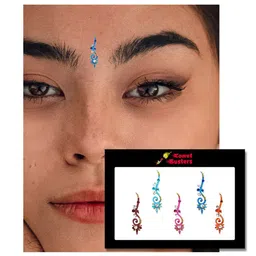 Comet Busters 5 Pcs Reusable Handcrafted Designer Bindi - Multicolored image 3