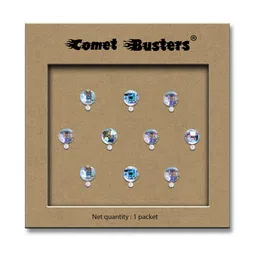 Comet Busters 10-Pcs Handmade Traditional Designer Reusable Bindi - Silver 2122 image 4