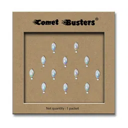 Comet Busters 12-Pcs Handmade Traditional Designer Reusable Bindi - White 2115 image 3
