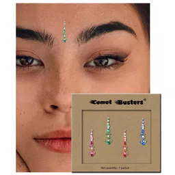 Comet Busters 4 Pcs Long Stone Studded Reusable Bindi - Multicolor image 3