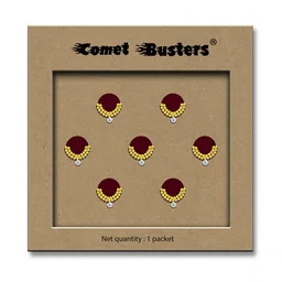 Comet Busters 7-Pcs Handmade Traditional Designer Reusable Bindi - Maroon 2130 image 2