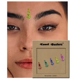 Comet Busters 5 Pcs Embellished Reusable Designer Bindis - Multicoloured image 3