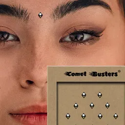 Comet Busters 12-Pcs Handmade Traditional Designer Bindi - Black image 3