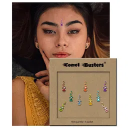 Comet Busters 9 Pcs Embellished Reusable Designer Bindis - Multicoloured image 2