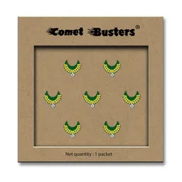 Comet Busters 7-Pcs Handmade Traditional Designer Reusable Bindi - Green 2126 image 4