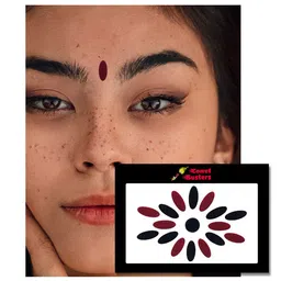 Comet Busters 17 Pcs Reusable Traditional Bindis - Black & Maroon image 3