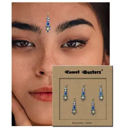 Comet Busters 5 Pcs Stone Studded Reusable Bindi - Blue image 3