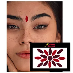 Comet Busters 17 Pcs Traditional Reusable Bindis - Maroon & Red image 3