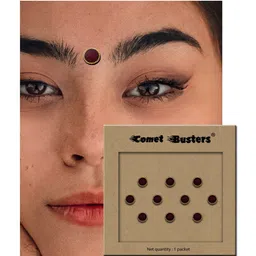 Comet Busters Set of 10 Handcrafted Designer Bindis - Maroon image 3