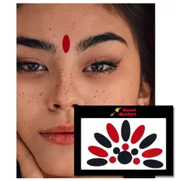 Comet Busters 15 Pcs Reusable Traditional Bindis - Red & Black image 3