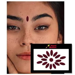 Comet Busters 17 Pcs Reusable Traditional Bindis - Maroon image 2