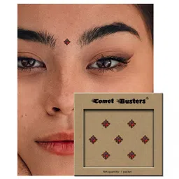Comet Busters 7-Pcs Handmade Traditional Designer Bindi - Black & Red image 3