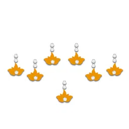 Comet Busters Traditional Designer Studded Reusable Bindis 7Pcs - Yellow image 4
