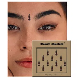 Comet Busters 12-Pcs Handmade Traditional Designer Bindi - Black & Maroon image 3