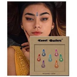 Comet Busters 7 Pcs Embellished Reusable Designer Bindis - Multicoloured image 3