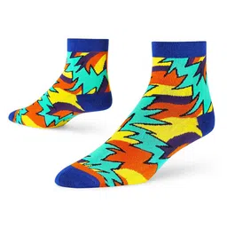 Dynamocks Unisex Blue & Yellow Patterned Ankle-Length Socks image 3