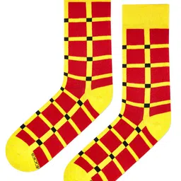 Dynamocks Unisex Yellow & Red Printed Above Ankle-Length Socks image 3