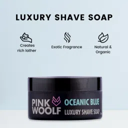 pink woolf Shaving Soap - Oceanic Blue - Cools & Refreshes While you Shave image 2