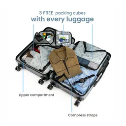 Assembly Grey Set Of 2 Textured Hard Cabin-Sized Medium-Sized Trolley Bags 40L 60L image 5