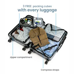 Assembly Set Of 2 Textured Hard Medium-Sized Large-Sized Trolley Bags 60L 85L image 5