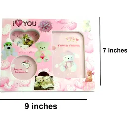 Sigaram Pink & White 3 in 1 Photo Frame With Clock image 4