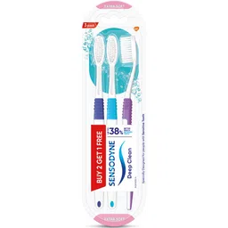 Sensodyne 3 Pcs Deep Clean Extra Soft & Microfine Bristles Toothbrush - Buy 2 Get 1 Free image 1