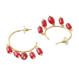Silvermerc Designs  Gold-Plated Artificial Beads Beaded Circular Drop Earrings image 2