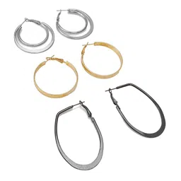 aadita Set Of 3 Gold-Plated Geometric Hoop Earrings image 3