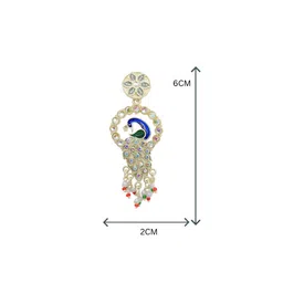 Anouk Gold-Plated Stone-Studded & Beaded Peacock Shaped Drop Earrings image 2